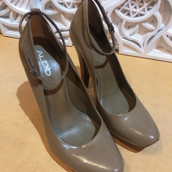 Aldo dark taupe/Gray ankle strap platform heels - Picture 5 of 8